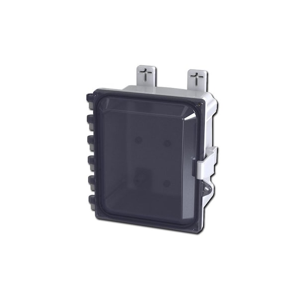 Quick Release Padlock Hasp Electrical Enclosures, 9.41 in H, 5.86 in D, 8.68 in W, Polycarbonate
